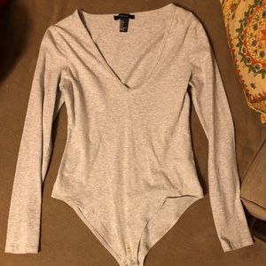 Grey long sleeve bodysuit